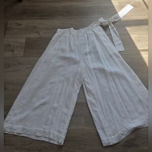 Vince Side Tie White Culotte Pants Size 6 White Leg Crop White Breezy